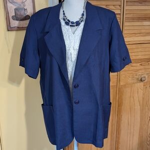 BRIGGS Navy Blue Blazer with Short Sleeves and 2 Button Closure 16
